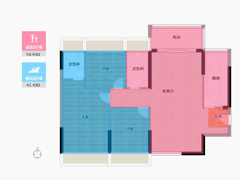 广东省-中山市-鸿瑞壹品-91.75-户型库-动静分区