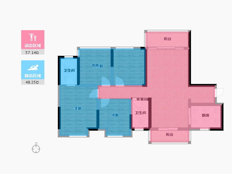 广西壮族自治区-桂林市-桂林彰泰学府-92.72-户型库-动静分区