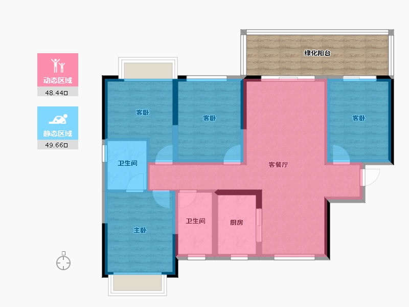 广西壮族自治区-南宁市-中海哈罗学府-99.51-户型库-动静分区