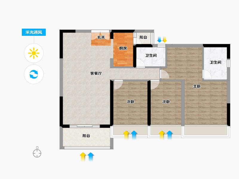 广东省-中山市-鸿瑞壹品-98.71-户型库-采光通风