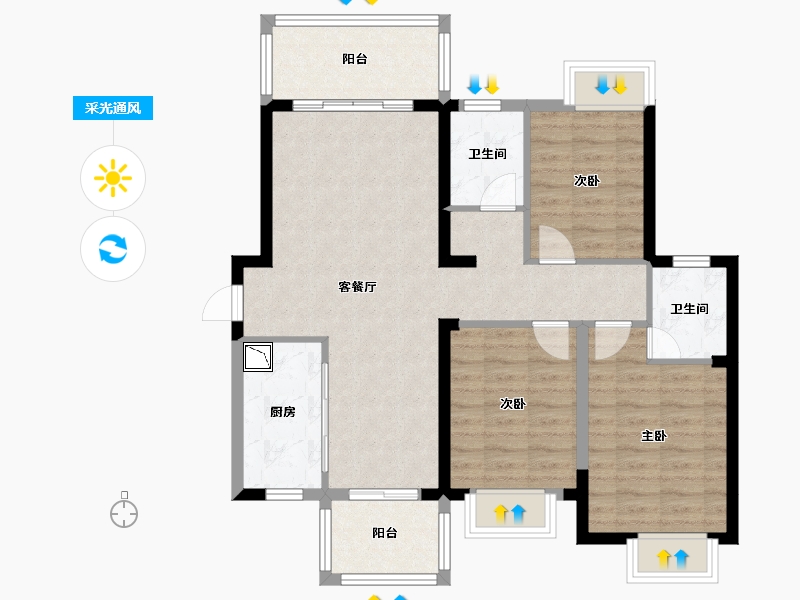 广西壮族自治区-南宁市-紫兰公馆-87.85-户型库-采光通风