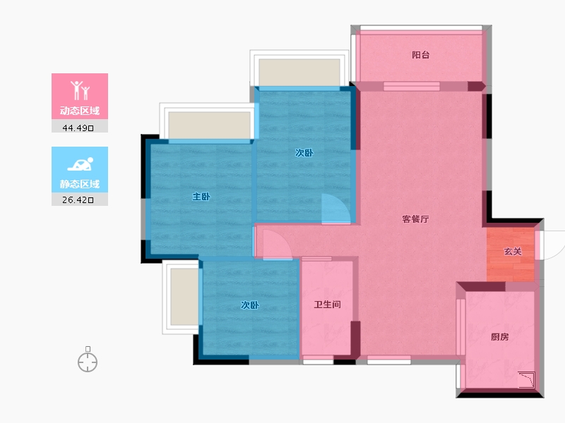 广东省-东莞市-碧桂园铂悦府-62.79-户型库-动静分区