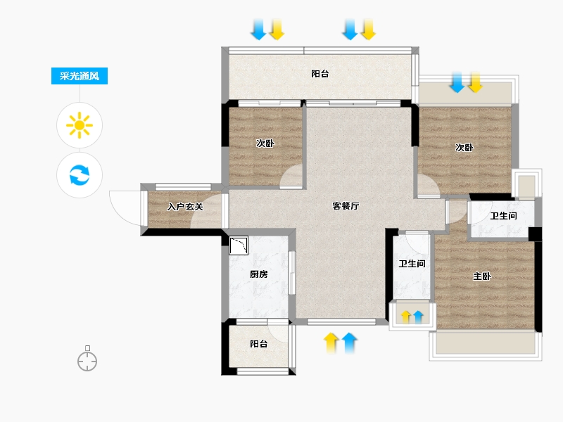 广东省-中山市-大翼御景豪庭-87.09-户型库-采光通风