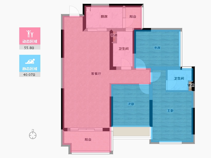 广西壮族自治区-桂林市-桂林彰泰学府-84.68-户型库-动静分区