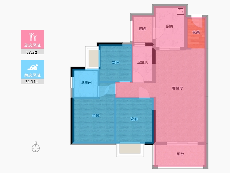 广东省-东莞市-碧桂园铂悦府-75.48-户型库-动静分区