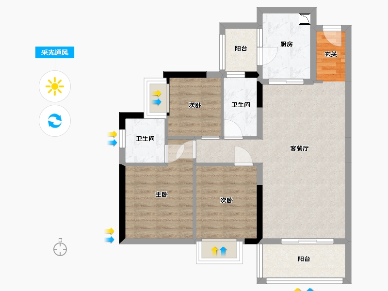 广东省-东莞市-碧桂园铂悦府-75.48-户型库-采光通风