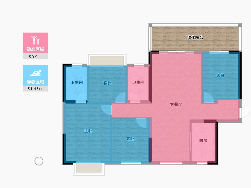 广西壮族自治区-南宁市-中海哈罗学府-105.45-户型库-动静分区