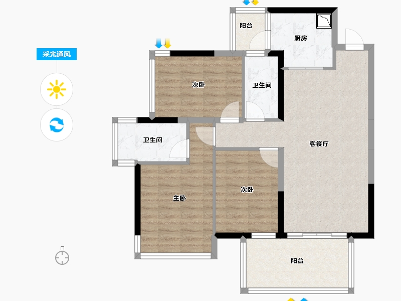 广西壮族自治区-南宁市-青溪府-88.27-户型库-采光通风