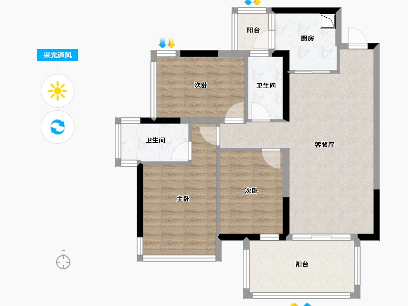 广西壮族自治区-南宁市-青溪府-87.56-户型库-采光通风