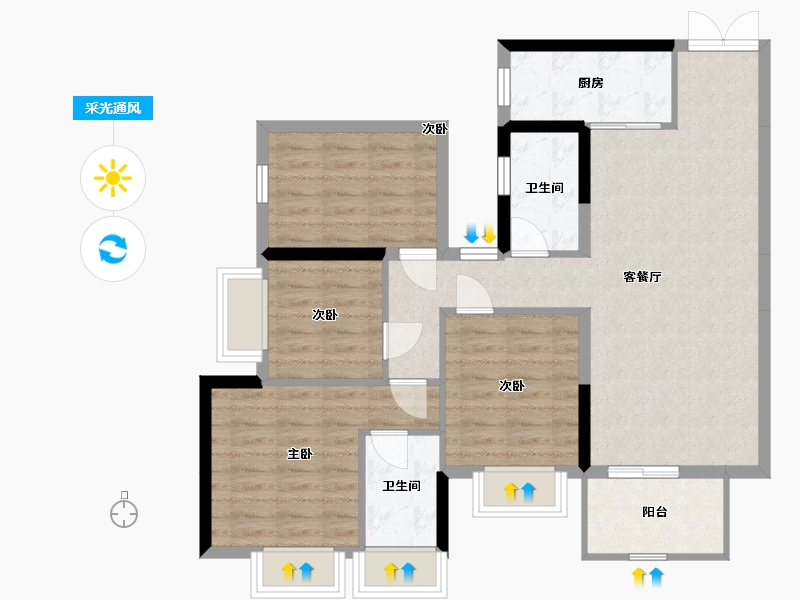 广西壮族自治区-南宁市-大都郡-89.04-户型库-采光通风