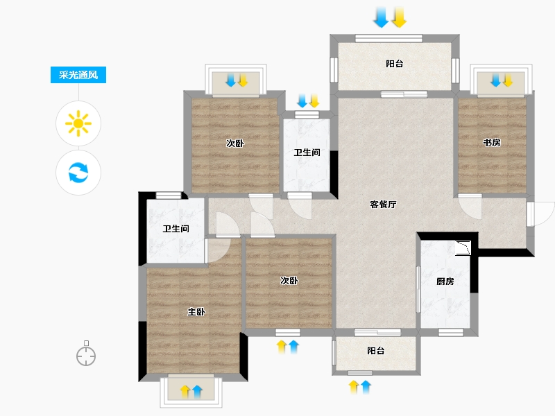 广西壮族自治区-南宁市-中国铁建凤岭国际城-89.52-户型库-采光通风