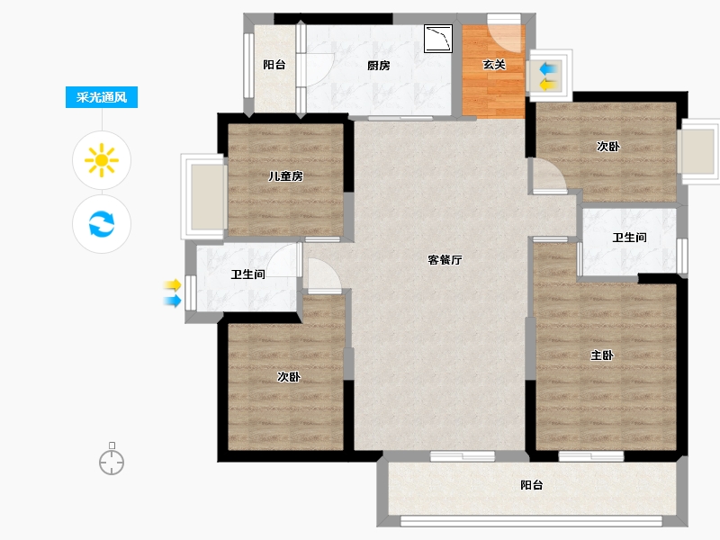 广东省-东莞市-海德琥珀臺-98.66-户型库-采光通风