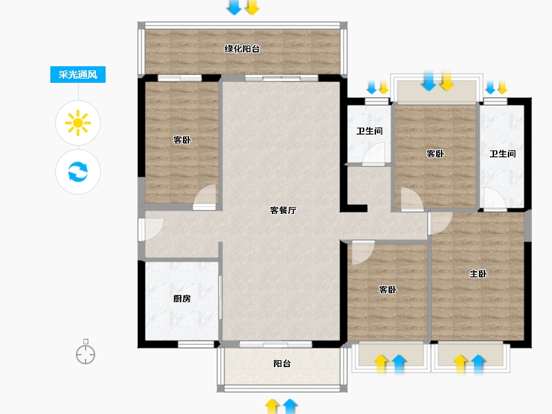 广西壮族自治区-南宁市-天健城天境-121.08-户型库-采光通风