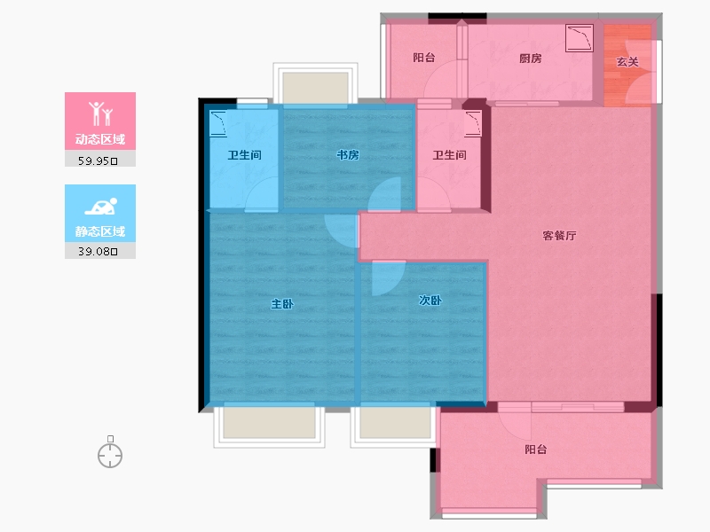 广东省-中山市-利和文华里-88.67-户型库-动静分区