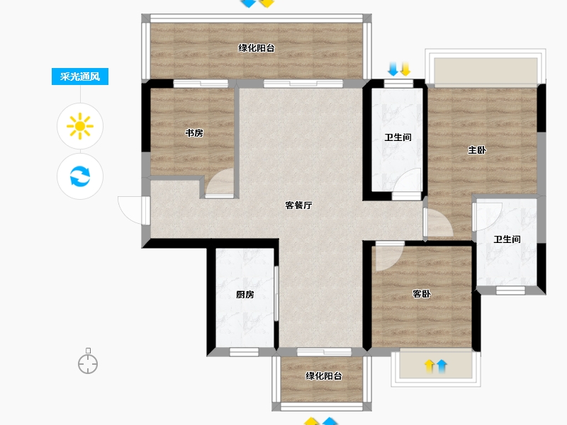 广西壮族自治区-南宁市-盛世金悦-77.34-户型库-采光通风