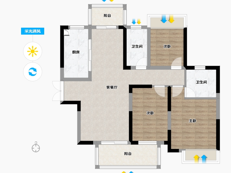 广西壮族自治区-南宁市-紫兰公馆-90.92-户型库-采光通风