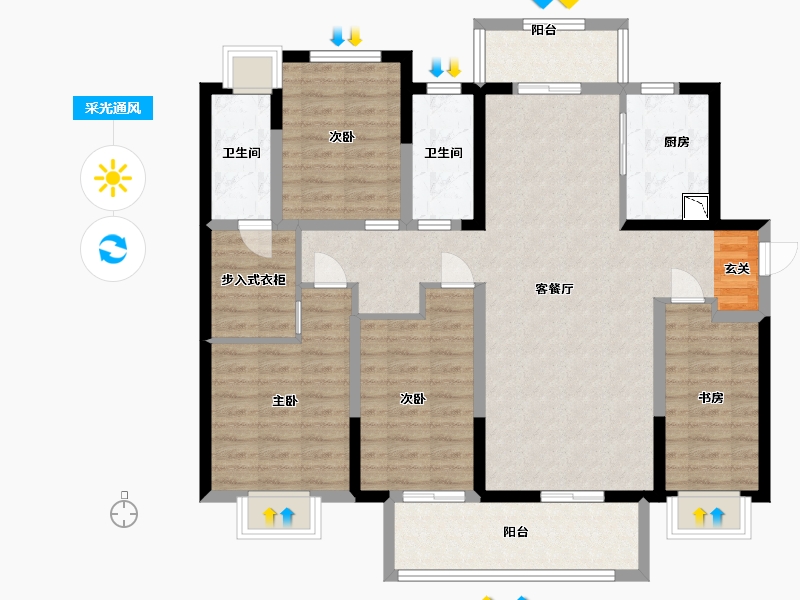 广东省-东莞市-新城玺樾门第-114.40-户型库-采光通风