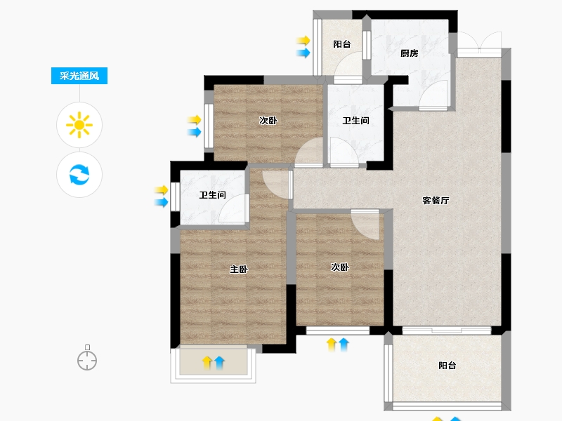 广西壮族自治区-南宁市-紫兰公馆-68.82-户型库-采光通风