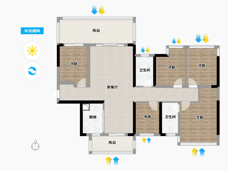 广西壮族自治区-南宁市-青溪府-121.86-户型库-采光通风