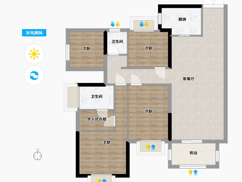 广西壮族自治区-南宁市-大都郡-95.41-户型库-采光通风