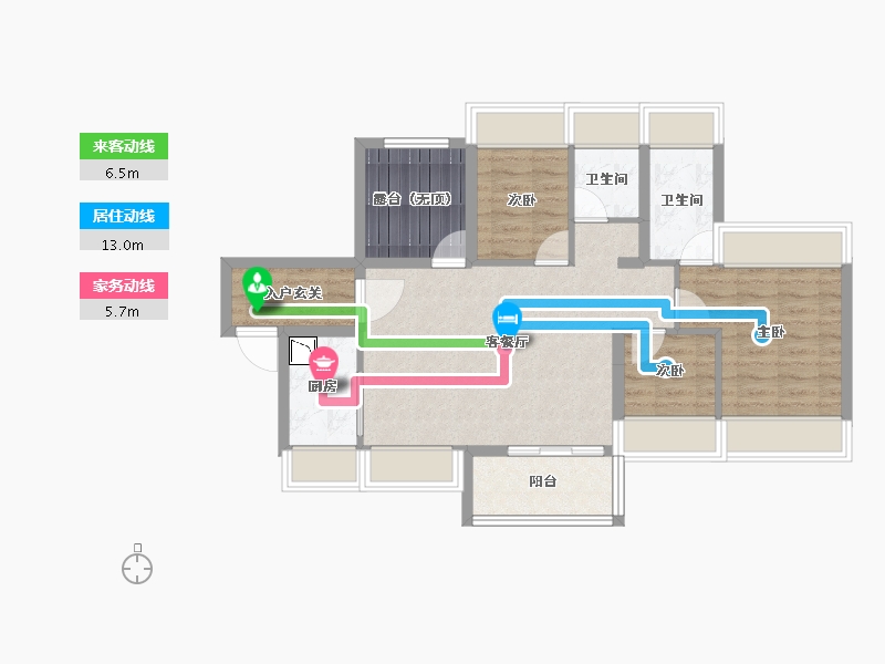 广东省-中山市-越秀天樾湾-75.70-户型库-动静线