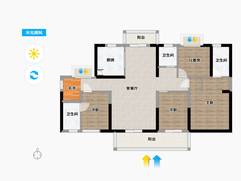 广东省-东莞市-海德琥珀臺-105.47-户型库-采光通风