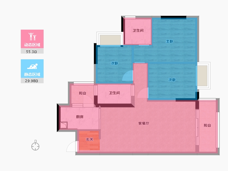 广东省-东莞市-虎门滨海城-75.82-户型库-动静分区