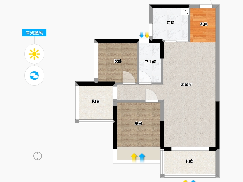 广东省-东莞市-碧桂园中央公园-61.02-户型库-采光通风