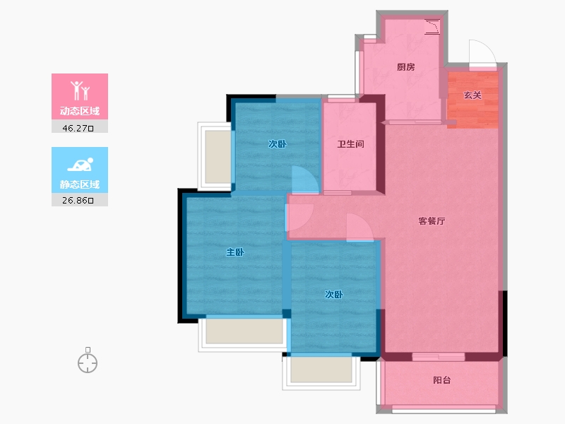 广东省-东莞市-东城碧桂园住宅-64.59-户型库-动静分区