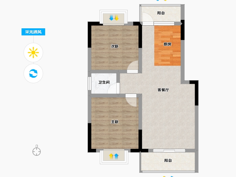 广西壮族自治区-桂林市-琅东花园-66.13-户型库-采光通风