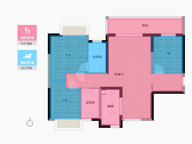 广东省-东莞市-东城碧桂园住宅-77.87-户型库-动静分区