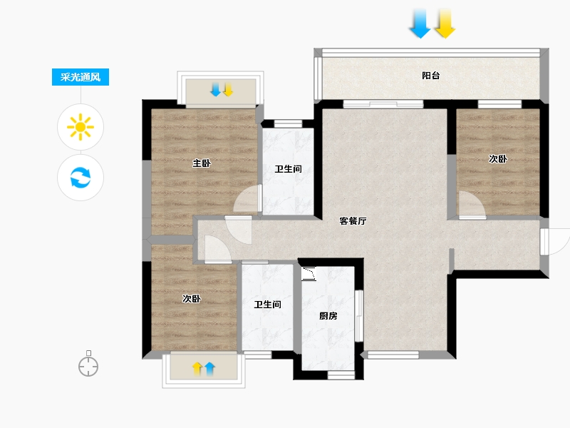 广东省-东莞市-东城碧桂园住宅-77.87-户型库-采光通风