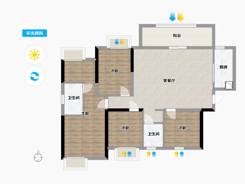 广西壮族自治区-南宁市-中国铁建西派澜岸-103.50-户型库-采光通风