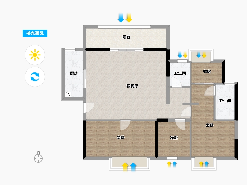 广西壮族自治区-南宁市-中国铁建西派澜岸-103.86-户型库-采光通风