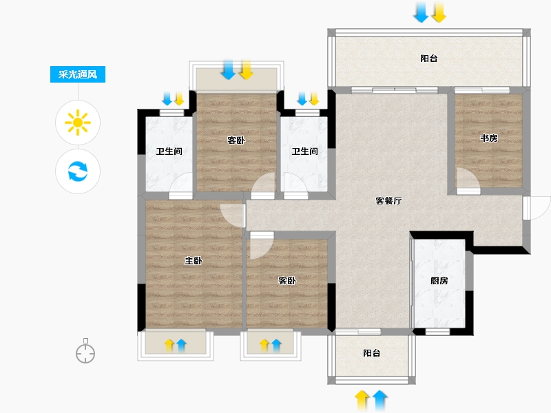 广西壮族自治区-南宁市-九宸府-98.98-户型库-采光通风