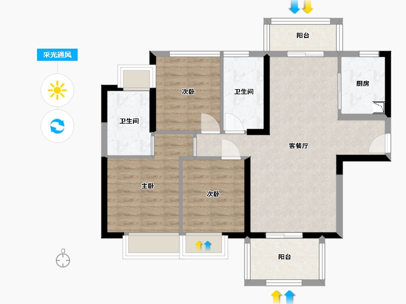 广东省-东莞市-中洲里程花园-78.41-户型库-采光通风