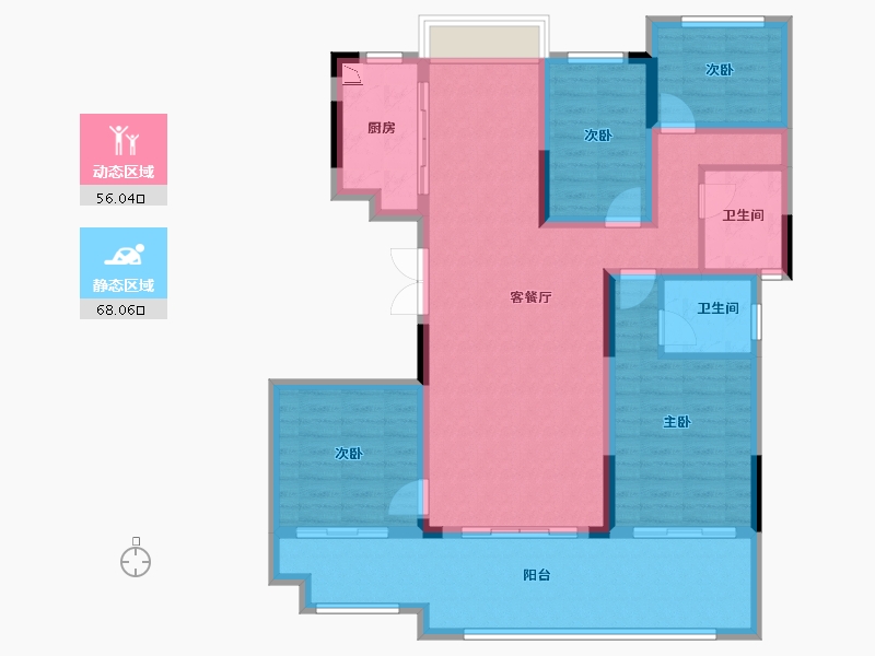 湖南省-湘潭市-湾田九华湖壹号-111.02-户型库-动静分区