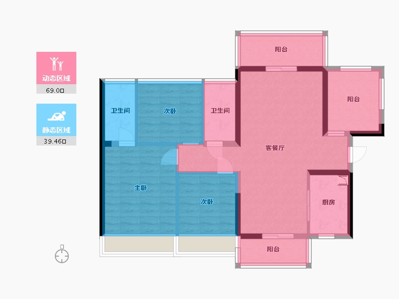 广东省-东莞市-碧桂园中央公园-96.79-户型库-动静分区