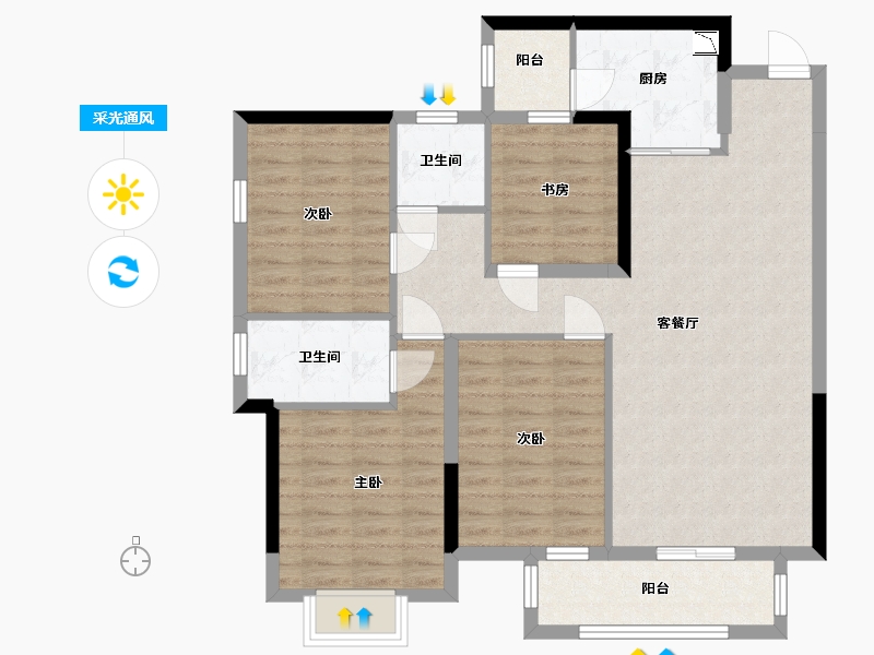 广西壮族自治区-南宁市-江山御景2期-97.40-户型库-采光通风