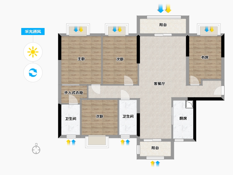 广西壮族自治区-南宁市-江山御景2期-111.59-户型库-采光通风