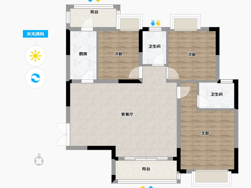 广西壮族自治区-南宁市-振业邕江雅苑-92.23-户型库-采光通风