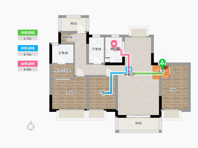 广东省-东莞市-清溪金茂逸墅-95.37-户型库-动静线