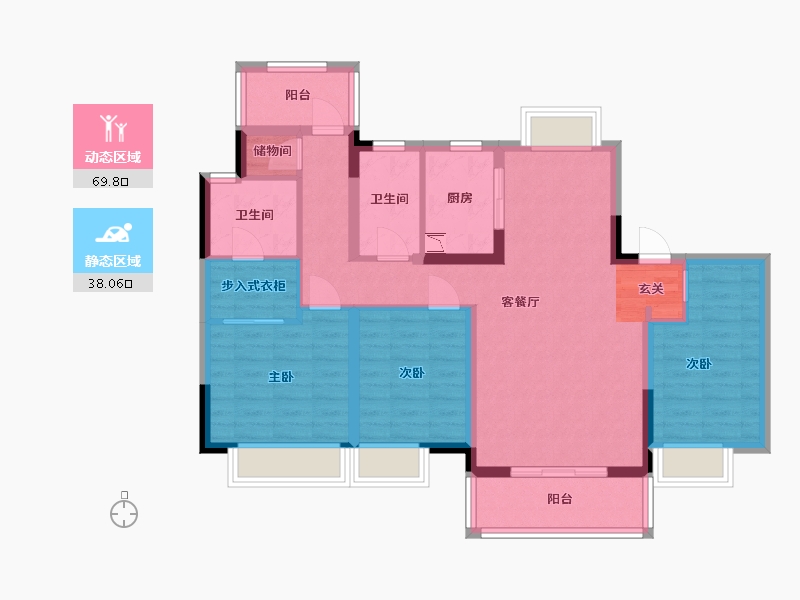 广东省-东莞市-清溪金茂逸墅-95.37-户型库-动静分区