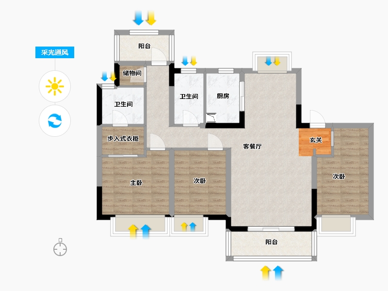 广东省-东莞市-清溪金茂逸墅-95.37-户型库-采光通风