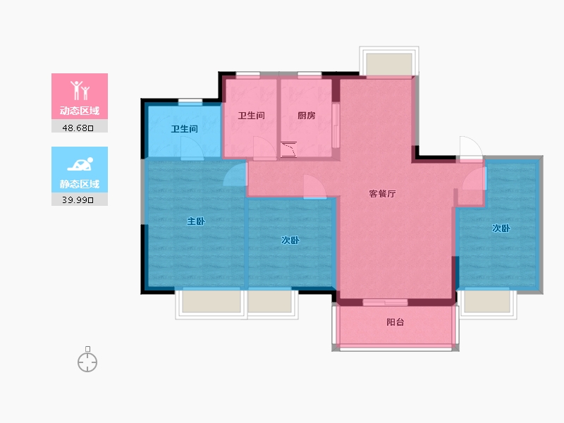 广东省-东莞市-清溪金茂逸墅-79.12-户型库-动静分区