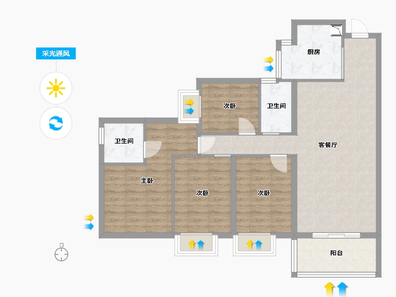 广东省-东莞市-凤岗碧桂园-90.22-户型库-采光通风