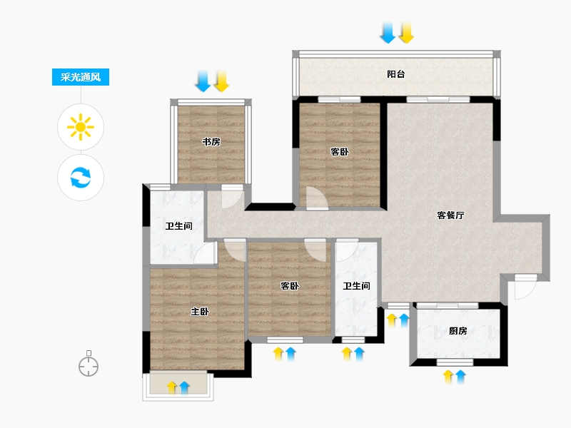 广西壮族自治区-南宁市-兴进珺府-104.94-户型库-采光通风