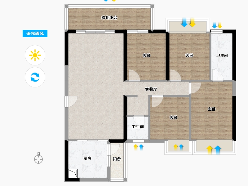 广西壮族自治区-南宁市-天健城天境-104.04-户型库-采光通风