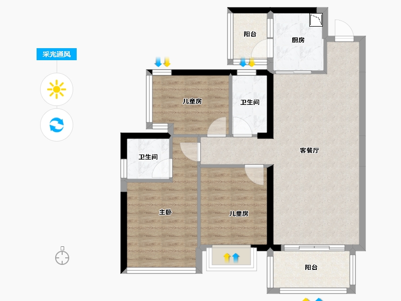 广西壮族自治区-南宁市-南宁碧桂园天悦湾-81.54-户型库-采光通风