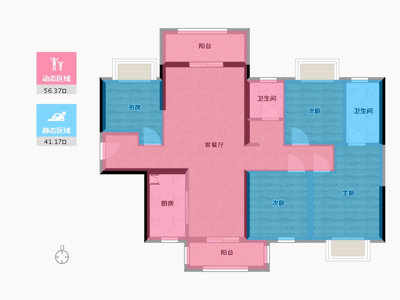 广西壮族自治区-南宁市-中南紫云集-85.89-户型库-动静分区